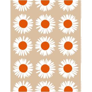 Marimekko Auringonkukka stof til udendørsbrug Beige-Off white-tomato red