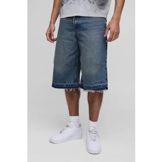 Mens Longline Vintage Washed Denim Jorts
