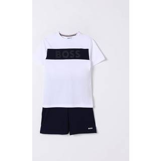 BOSStil drenge. J52061 Sæt med T-shirt og shorts, hvid, navy (6años= 114cm), Casual, Bomuld, Blå, børnetøj