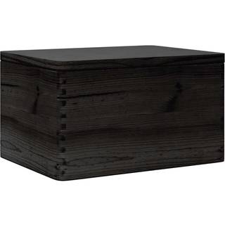 Trækasse Massivt Træ Fyrretræ Sort - med låg / 40 x 30 x 23 cm