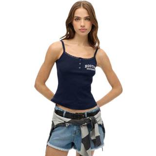 Superdry Superdry Blue Athletic Essentials Graphic Button 100% Cotton Camisole
