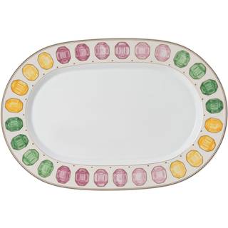 Idyllia Servierteller, Porzellan, Kristallines Printmotiv, Edelstein, Groß, Mehrfarbig