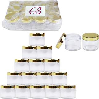 Beauticom 60 Grams60 ml (2 oz) Rund klar lækage Proof Plastic Container Krukker med guldlåg til rejser opbevaring makeup kosmetisk lotion skrubbe