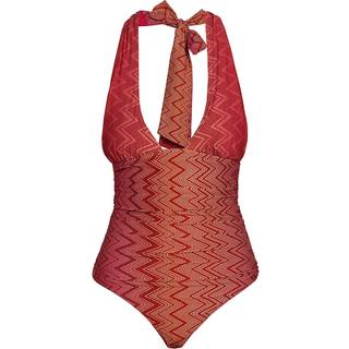 Missoni Zigzag printed ruched swimsuit - red - S