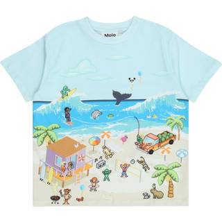 Molo Riley Short Sleeve T-Shirt Pixel Beach 110 cm  Blå  110 cm  mand