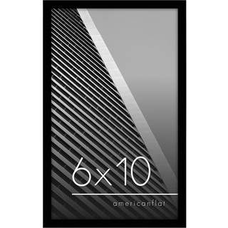 AmericanFlat 6X10 Picture Frame i sort - tynd grænsefotosamme med knust resistent glas hængende hardware og staffeli til vandrette og lodrette di