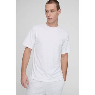 Mens White Regular Fit Bm Signature Embroidered Crew Neck T-shirt
