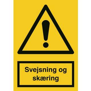 Svejsning og skæring, advarselsskilt, selvklæbende folie 297 x 210 mm