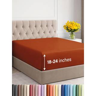 Ekstra dyb dronning monteret ark - Hotel Luxury Single Fitted Sheet kun - let at passe 18 tommer til 24 tommer madras - Soft Wrinkle Gratis åndba