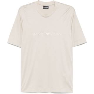 Emporio Armani Embroidered Logo T Shirt Beige