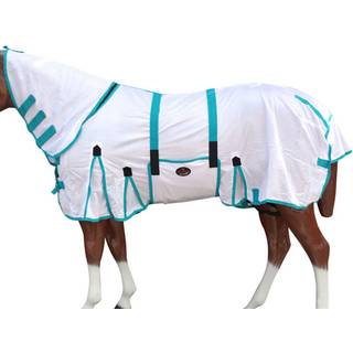 Hvid med turkisr?r 84 tommer Hilason 84 tommer Horse Ultra Violet Rays Protect Mesh Bug Mosquito Horse Fly Sheet Summer Spring | Flyplade | Heste