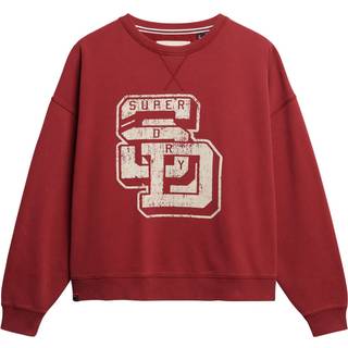 Superdry Superdry Red Athletic Essentials Relaxed Flock Crew 100% Cotton Sweatshirt