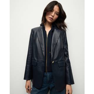 Veronica Beard Vega leather blazer - blue - XL