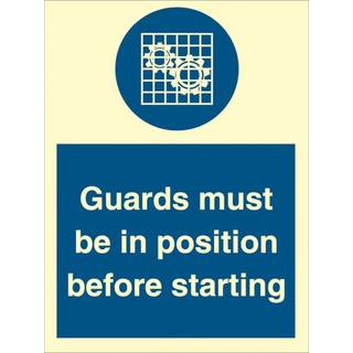 Guards must be in position before starting, 200 x150 mm