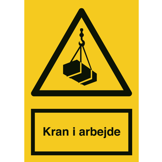 Kran i arbejde, advarselsskilt, hård plast 297 x 210 mm