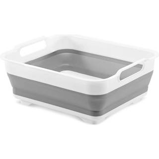 Madesmart sammenfoldelig opvask bassin med h?ndtag plast pop-up sk?lvask til k?kken t?llere gr?/hvid