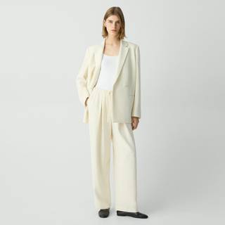 Theory Trousers Pleated Pull-On Pant in Admiral Crepe US 2 ( EUR 34) - Beige - US 2 ( EUR 34)