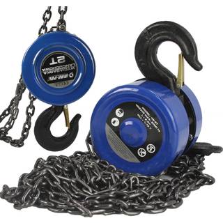 Kædetalje kapacitet 2000 kg - Hærdet stålkrog - Løftehøjde ca. 2,5 meter