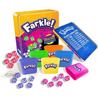 Farkle Deluxe Dice Games Set inkluderer 36 farverige terninger 6 rullende kopper rullende bakke og score ark det klassiske push-your-luck terning