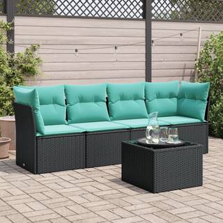 sofasæt til haven 5 dele med hynder polyrattan sort