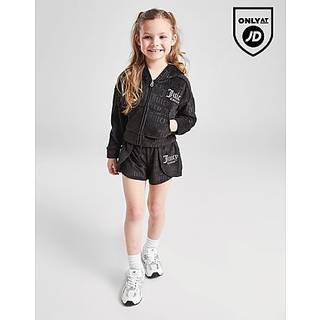 JUICY COUTURE Mono Velour Full Zip/Shorts Set Children, Black - 7-8Y