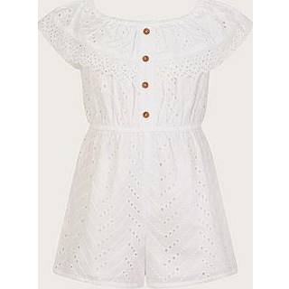 Monsoon Monsoon White Broderie Ruffle 100% Cotton Playsuit