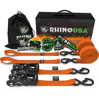 Rhino usa ratchet stropper binde kittet 5 208 Break Strength - inkluderer (2) Tung 16 x 8 Rachet bundet med polstrede h?ndtag Coated Chromoly S H