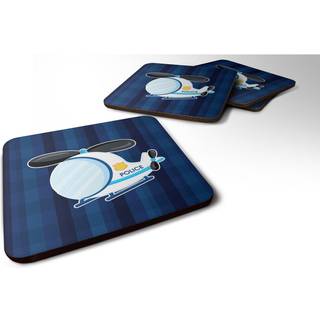 """" Caroline's Treasures Police Helicopter Foam Coaster Set på 4 3,5 multicolor """"