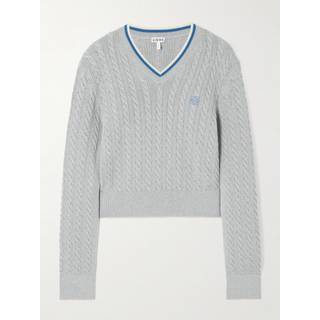 Loewe Cable-knit cropped cotton sweater - grey - S