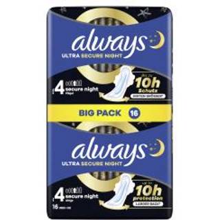 Always Ultra Secure Night BigPack hygiejnebind med vinger