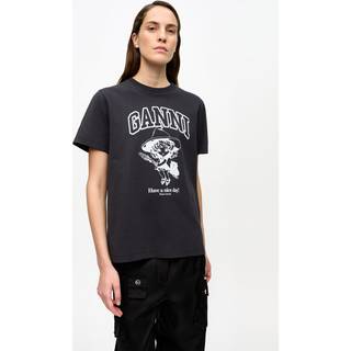 Ganni GANNI Basic Cotton Witch Relaxed T-shirt | Black | t-shirt Black - Størrelse: M - Phantom - Black - M