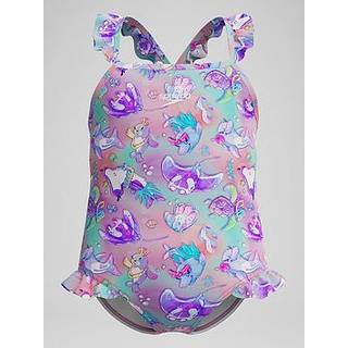 Girls' Digital Frill Thinstrap Swimsuit Pink/Purple