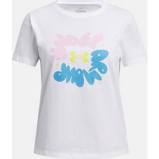Under Armour Bubble Wordmark Girls' Short Sleeve White / Prime Pink / Sonic Yellow YLG (149 - 160 cm)