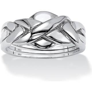 PalmBeach Gul forgyldt eller platineret Sterling S?lv Puslespil Ring st?rrelse 10
