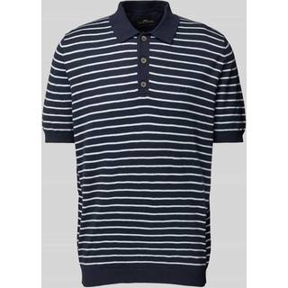 FYNCH-HATTON Polo Striped, Cotton Linen - Blå