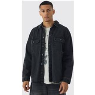 Mens Washed Black Oversized Denim Shirt