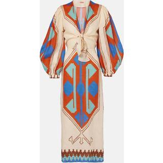 Johanna Ortiz Printed tie-detail linen midi dress - multicoloured - L