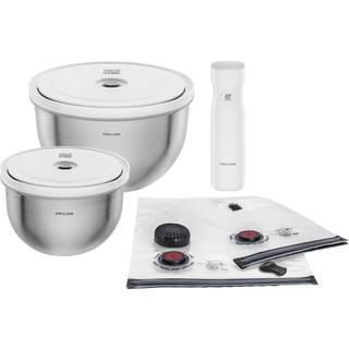 ZWILLING Fresh & Save BOWLS Vakuum startpakke, Rustfrit stål / M/L, 9-dele, Sølv-Hvid