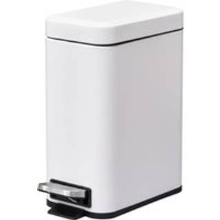 HOMCOM 5L Rectangular Compact Bin Steel Body Removable Bucket Quiet-Close Lid w/ Pedal Lid Rubbish Trash Can Garbage Tidy Clean White Aosom UK