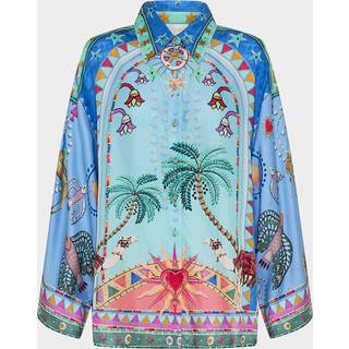 Camilla Embellished printed silk shirt - blue - XS/S