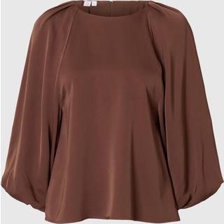 Satin Bluse Med 3/4-ærmer