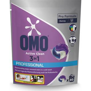 Omo Pro Active Clean 3i1 Vaskekapsler, 80 kapsler