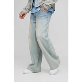 Mens Stonewash Tall Washed Baggy Fit Jeans