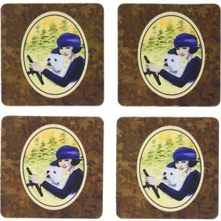 """" Caroline's Treasures SS8532FC kvinde, der k?rer med sine Westie Foam Coasters (S?t p? 4) 3.5 """" ""H x 3.5"" """" W Multicolor """"