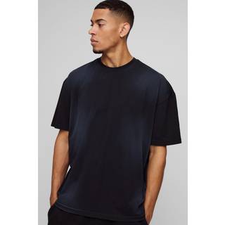 Mens Black Oversized Spray Wash T-shirt