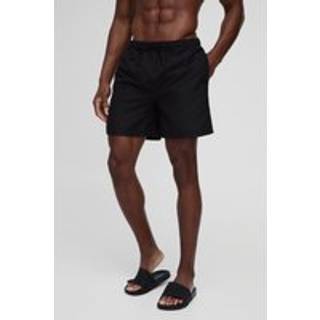 Mens Mid Length Swim Short in Black