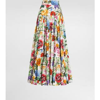 Dolce&Gabbana Floral cotton poplin maxi skirt - white - XS