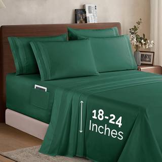 Elegant komfort 1500 premium kvalitet 6-delt sengeskilt sæt-18-24 tommer ekstra dyb lomme smart opbevaringslommer rynke gratis ultra blød 6pc eks