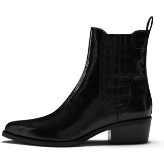 Isabel Bernard Vendôme Amandine Croco Black Calfskin Leather Boots IB53010-201