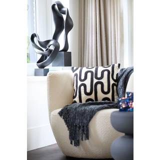 Light & Living Light & Living Black 100% Cotton Oshawa Geometric Texture Cushion